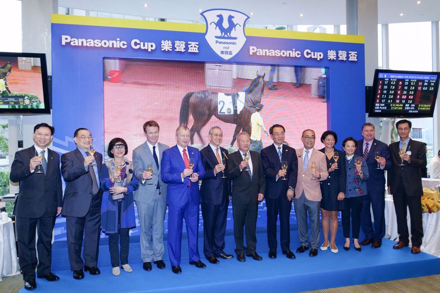 Guests and winning connection of Rattan, joined together in celebrating the success of Panasonic Cup. (From the left) Mr Nelson Lai, Human Resources Director of Shun Hing Group, Mr Terrence Chan, Vice Chairman of Shun Hing Group, Ms Cheung Man Yee, Vice Chairman of Shun Hing Education and Charity Fund, Mr Andrew Harding, Executive Racing Director of HKJC, Mr Winfried Engelbrecht-Bresges, CEO of HKJC, winning connection of Rattan, Mr Kazuhiro Tsuga, President of Panasonic Corporation, Mr &amp; Mrs David Mong, Chairman and CEO of Shun Hing Group, Ms Cynthia Mong, Executive Director of Shun Hing Electronic Trading Co., Ltd, Mr William Nader, Director, Racing Business &amp; Operations of HKJC and Mr Simon Tam, Financial Controller of Shun Hing Group.